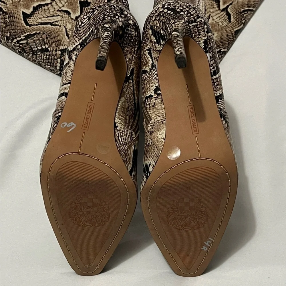 Vince Camuto Fendels Snake Print Leather Knee High Boots